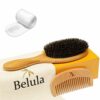 100 Boar Bristle Hair Brush Set. Soft Natural Bristles for Thin and Fine Hair. Restore Shine And Texture. Wooden Comb Travel Bag and Spa Headband