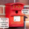 Wrenbury Postbox Birdhouse - Traditional Red Letter Box Bird House - UV Resistant Durable Resin Bird Box - Bird Nesting Box for Smaller Birds inc