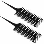 Hair Dyeing Comb 2 Pcs Professional Salon Hair Coloring Dyeing Kit 3Way Sectioning Highlight Comb Professional Weave Weaving Comb Hair Dye Stylin