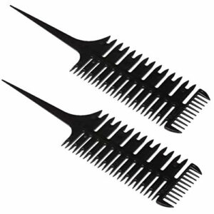 Hair Dyeing Comb 2 Pcs Professional Salon Hair Coloring Dyeing Kit 3Way Sectioning Highlight Comb Professional Weave Weaving Comb Hair Dye Stylin