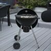 George Foreman Portable Charcoal BBQ Round Kettle 47 cm, Adjustable Vent, Integrated Thermometer, Charcoal Barbecue, Stand & 2 Wheels with Chrome