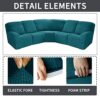 7-Piece L Shape Sectional Recliner Sofa Covers, Velvet Stretch Reclining Sectional Couch Covers for Reclining L Shape Sofa, Slipcovers Thick, Sof