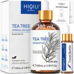 HIQILI Tea Tree Essential Oil (100 ML),100% Pure Organic Therapeutic Grade for Toenail Fungus,Hair Damage,Skin Problems,Add to Shampoo,Body Wash,