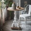 ZSH Coffee Table European Retro Living Room Sofa Side Table wood round table dining Tablecorner Tablebalcony leisure table Size  B