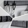 maifey Black Coat Hooks Wall Mounted, Heavy Duty Coat Rack for Wall with 5 Hooks, Folding Metal Wall Hooks Towel Hooks for Bathroom, Space Alumin