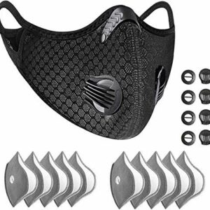 JB London Reusable Dust Face Mask with 10 Filters  Personal Protective Adjustable for Running Cycling Outdoor ActivitiesBlack1 Mask  10 Activated