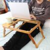 SMIBUY Bamboo Laptop Bed Desk, Breakfast Serving Tray, Notebook Computer Stand (Natural)