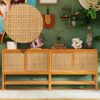 Cane Rattan Webbing Roll, 3.28ft x 17.7inch Woven Open Rattan Mesh Natural Rattan Webbing for Caning Projects Square Hollow Wide Rattan for DIY C
