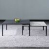 WuJiPeng Coffee Table Midcentury Modern Faux Marble Rectangular Coffee Tables With Black Metal Framefor Living Room Easy Assembly
