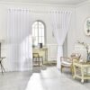 LinenZone Extra Large Sheer White Room Divider Curtains. Pair of 2 Faux Linen White Backdrop Curtain Panels for Extra Wide Windows Bay Windows or