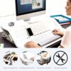 Fellowes Lotus Height Adjustable Standing Desk Converter - Sit Stand Desk with Smooth Lift Technology - Max Weight 15.8KG - White