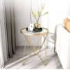 WALNUTA Small Coffee TableIndustrial Side Table End Telephone Table with Mesh Shelves for Office Hallway or Living Room Wood Look Accent Furnitur