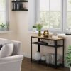 Industrial Console Sofa Table with Storage Shelves 3 Tier EntrywayHallway Table with Metal Frame 39 Inch Long Narrow Foyer Table for Living Room