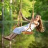 Wooden Swing Seat for Adults ,Morwealth Tree Swing with Adjustable Hemp Rope for Indoor and Outdoor Garden Swing Seat 19 x 9.8 Inch Load Capacity