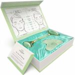 LNESSE Jade Face Roller and Gua Sha Massage Tool Set  Facial Massager Beauty Tools Perfect for Glowing Skin Face Toning Eye Depuffing and Anti Ag