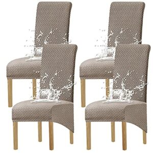 KELUINA Elastic Spandex Waterproof XL Chair Covers for Dining Room Chairs,Jacquard Chair Slipcovers Stretch Removable Washable Hight Back Dining