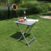 WOLTU Aluminium Folding Table Camping Table Balcony Table Garden Table Foldable Aluminium 50.5 x 47 x 59.5 cm (L x W x H) Side Table for Garden,