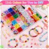 Cridoz Bead Bracelet Making Kit with Pony Beads, Polymer Fruit Clay Beads, Smile Face Charm/ Letter Beads for Friendship Bracelets and Jewelry Ma