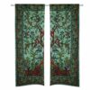 THE ART BOX Window Curtains Indian Window Drapes Set of 2 Tapestry Window Curtains Hanging Valances for Window Room Divider Green Tree 80x82 Inch