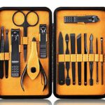 Manicure Set Nail Set Nail Clipper Kit Professional  Stainless Steel Pedicure Set Nail Grooming Kit of 15pcs with Case for Travel BlackYellow