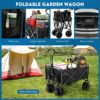 Aunoutism Camping Trolley Collapsible Garden Wagon with Brake Big Wheels Beach Cart Max Capacity 200kg Folding Cart Trolley for Festival Shopping