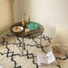 Nordic Modern Tempered Glass Coffee Table Side Table Metal Frame Stable Coffee Table Living Room Patio GardenSize70cmColorblack