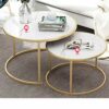 Tea Table for Living Room Bedroom Coffee Table Set of 2Stacking Side or End for Living Room Home and Office Faux Marble table Color  White Size