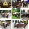 Stool 47in park garden bench anticorrosive wood retro leisure solid wood seat courtyard 23 seat weatherproof porch chair bench outdoor table and