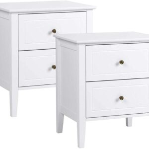 Nightstand Chest Of Drawers Set Of 2 Bedside Table Nightstand Storage Cabinet With 2 Drawers Handles 50X40X55.5Cm Side Table Bedroom Living Room