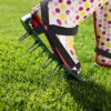 Newthinking Lawn Aerator Shoes, Heavy Duty Spiked Aerating Sandals, Garden Grass Aerator Spiked Sandals with Hook & Loop Straps, All-New Unique D