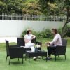 Xhomrattan Rattan Garden Furniture Sets 4 Piece Outdoor Garden Patio Furniture with Thick Cushion 2 Seaters Wicker Rattan Sofa Chairs Coffee Tabl