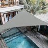 Triangle Sun Sail Shade Waterproof, 3m x 3m x 4.3m Grey Beige Right Angle Garden Canopy with 2 Colors 4 Sizes Optional, 3 Ropes, UV Block, Patio