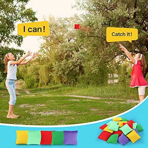 Skylety 30 Pieces Mini Colorful Cornhole Bean Bags Nylon Sack Tossing Beanbags Fun Sports Outdoor Family Games Kid Toys for Hand Toss Party Game