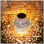 KOOPER Solar Lanterns Outdoor, Metal Hanging Solar Garden Lights with Vintage White Finish and Dual Color LED, Waterproof Garden Ornaments Lanter