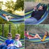 Outdoor Double Hammock, 2 Person Cotton Canvas Hammock 260*150cm,Up to 300KG Portable Hammock with with Carrying Bag Tree Straps & Ropes,Perfect