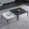WuJiPeng Coffee Table Midcentury Modern Faux Marble Rectangular Coffee Tables With Black Metal Framefor Living Room Easy Assembly
