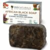 PraNaturals 100 Organic Raw African Black Soap 200g Ethically Sourced and Handcrafted in Ghana For All Skin Types Detoxifying and AntiAgeing All