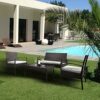 2pcs Arm Chairs 1pc Love Seat  Tempered Glass Coffee Table Rattan Sofa Set Brown Gradient