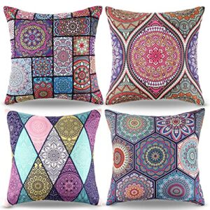 CozyFounder Mandala Cushion Covers Decorative Boho Bohemian Pillows Cover 16x16 Inch/40x40cm Pillowcase Modern Square Cushions For Sofa Bedroom L