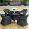 WANGQW Rattan Bistro Set with Glass Top Table Chairs Garden Corner Sofa Set Outdoor Furniture Rattan Garden Furniture Set Patio Conservatory Indo