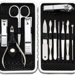 Manicure Set Nail Clippers Kit Pedicure Tools for Men Women  Stainless Steel Grooming Tools 12pcs with Beautiful Case for Travel  Home Black