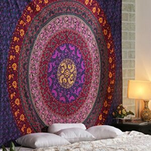 RAJRANG BRINGING RAJASTHAN TO YOU Hippie Wall Hanging Tapestry for Bedroom  229x274 cm Large Mandala Cotton Tapestries Room Divider Curtain Decor