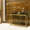FUFU Side Tables Sofa Console TableGold Faux Marble Sofa Entry Table Metal Frame Accent Narrow Foyer Hall Table for Home Entryway Living Room 311