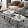 JKGHK Nesting Table Rectangle Set Of 2Creative Wood Nesting Coffee TableSofa Side End Tableswith Adjustable Foot Padfor Living Room Bedroom Balco