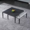 WuJiPeng Coffee Table Midcentury Modern Faux Marble Rectangular Coffee Tables With Black Metal Framefor Living Room Easy Assembly