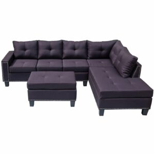 Living Room Sofa Set LShaped Storage Footstool and Cup Holder Living Room Furniture Set Suitable for Living Room and Compact Living Room Fashion