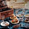 Tower Coast & Country CC879021 Heritage 4 Person Wicker Picnic Basket with Ceramic Plates, Cutlery Sets, Plastic Wine Glasses, Bottle Opener, Bro