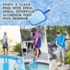 5ft Pool Skimmer Net - Swimming Pool Leaves Cleaning Net Fine Mesh Rake Net - 3 Detachable Spiral Interface Aluminum Pole Pool Leaf Cleaner Suppl