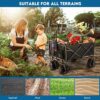 Aunoutism Camping Trolley Collapsible Garden Wagon with Brake Big Wheels Beach Cart Max Capacity 200kg Folding Cart Trolley for Festival Shopping