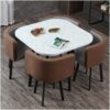 VOMKR Business Dining Table Set SpaceSaving Furniture Dining Table and Chairs Set of 4 Chairs Small Rectangular Wood Table Modern Home Kitchen Li